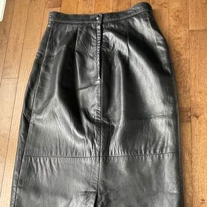 Vintage Danier Leather Midi Skirt Black Genuine Leather